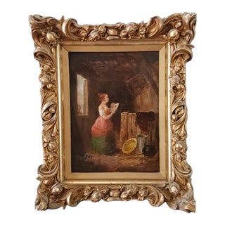The Valentine - 19th Century Oil on Metal Plate - Americana For Sale