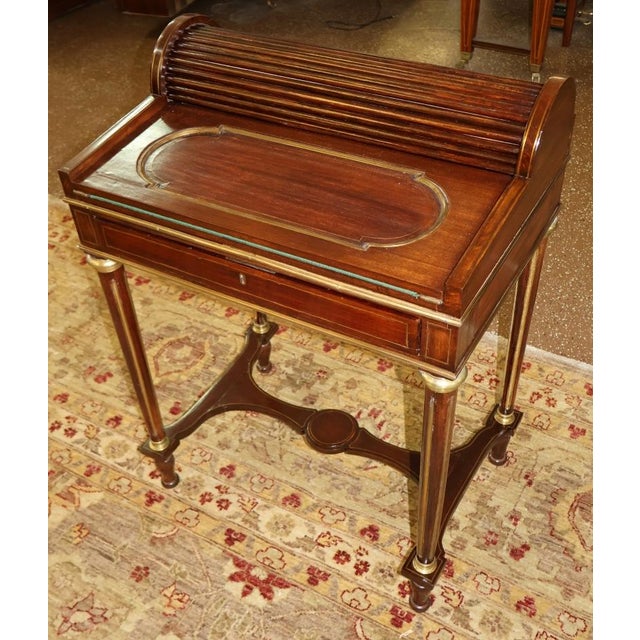 French 1950s Louis XV Style Mahogany Cylinder Desk Ladies Desk Manner of Sormani / Kreiger For Sale - Image 3 of 9