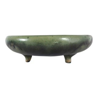 American Fulper Green Flambe Pottery Footed Bowl For Sale