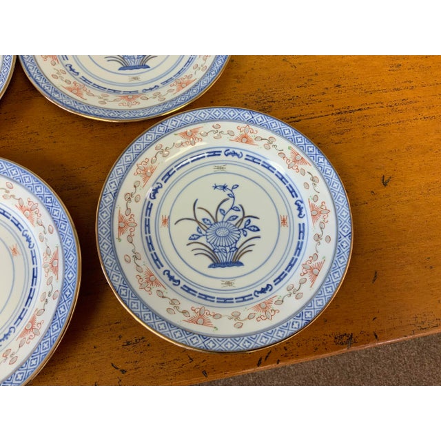 Chinoiserie Late 20th Century Chinoiserie Rice Appetizer Plates - Set of 6 For Sale - Image 3 of 10