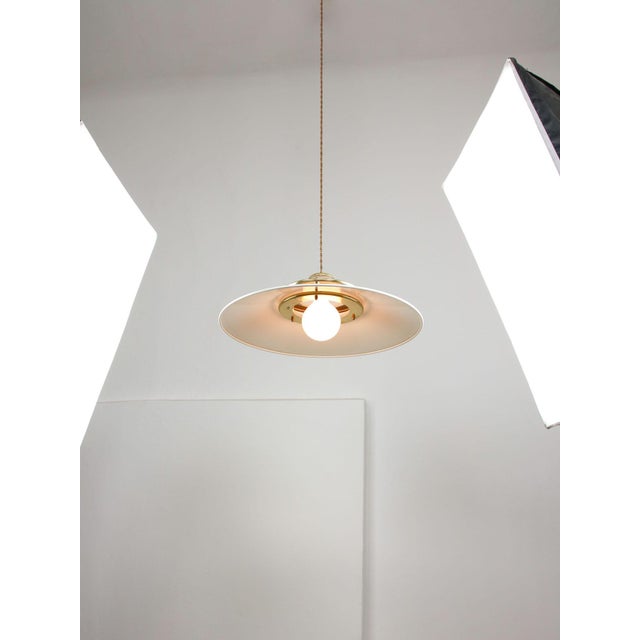 Vintage Italian Brass and Metal Saucer Pendant Lamp, 1970s For Sale - Image 12 of 18