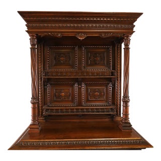 Antique Sideboard, French Renaiss. Revival, Large Carved Walnut 83” 19/20th C.! For Sale