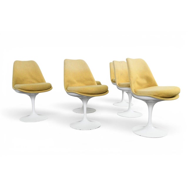 Yellow Mid 20th Century Set of Six Eero Saarinen Tulip Dining Chairs For Sale - Image 8 of 9