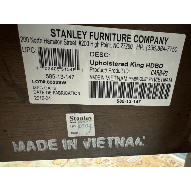 Contemporary Eastern King Stanley Furniture Santa Clara Upholstered Headboard For Sale - Image 3 of 12