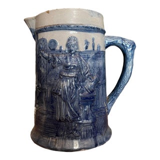 Antique Blue Salt Glaze Flemish Jug For Sale