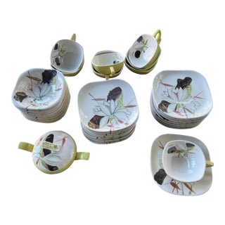 1950s Red Wing Pottery Lotus Bronze - Set of 34 For Sale