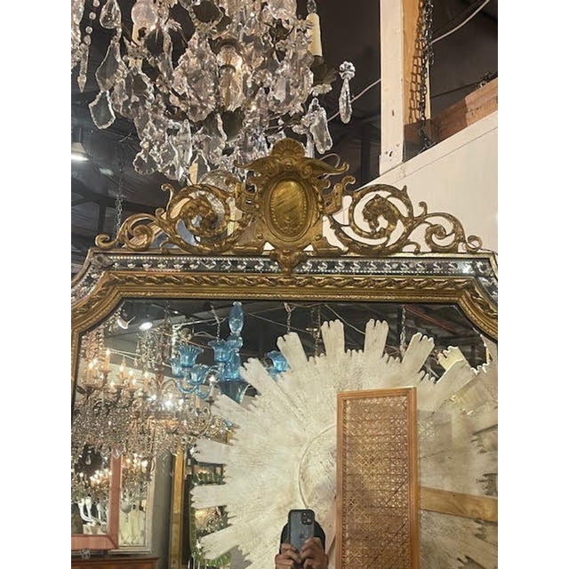 19th C. French Louis XVI Giltwood and Etched Mirror For Sale - Image 4 of 8
