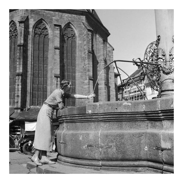 Woman, Fountain, Heiliggeist Church Heidelberg, Germany 1936, Printed 2021 For Sale