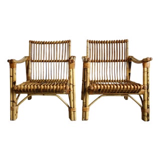 Dal Vera Bamboo and Rattan Armchairs, Italy, 1970, Set of 2 For Sale
