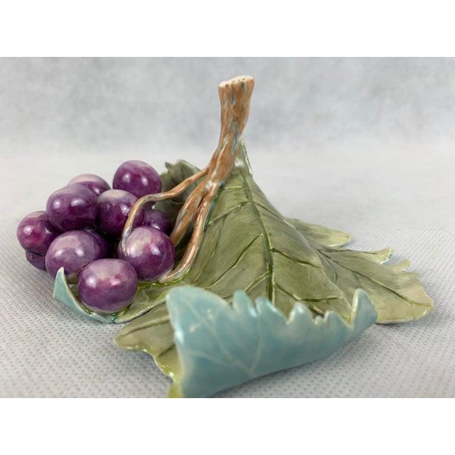 2000 - 2009 Artisan Crafted/Hand Painted Porcelain "Grapes on a Leaf”. For Sale - Image 5 of 10