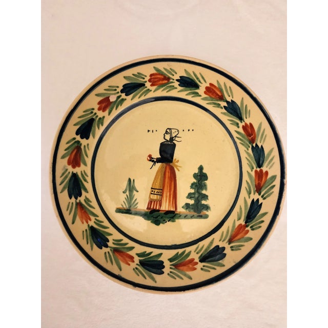 Mid 20th Century Mid 20th Century HB-Henriot Quimper Solei Salad Plates - a Pair For Sale - Image 5 of 10