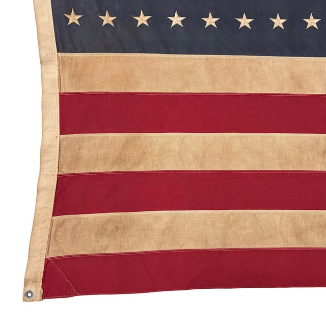 Large Vintage Cotton American Flag With 48 Embroidered Stars For Sale In Los Angeles - Image 6 of 6