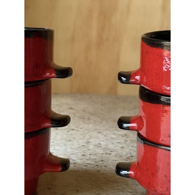 Mid-Century Modern Vintage West German Pottery Soup Crocks, 1960, Set of 6 For Sale - Image 3 of 15