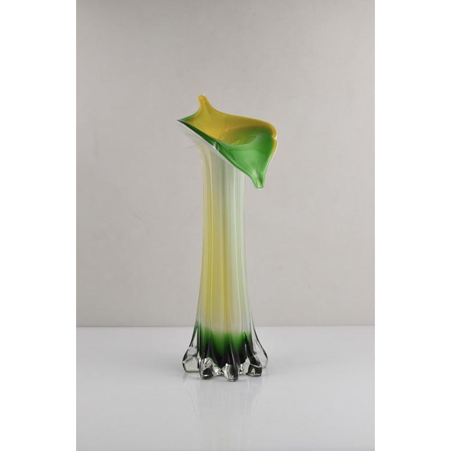 Mid-Century Modern Green and Yellow Murano Glass Vase, 1970s For Sale - Image 3 of 12