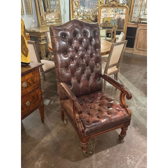 Brown 19th Century Tufted English Chesterfield Chair For Sale - Image 8 of 8