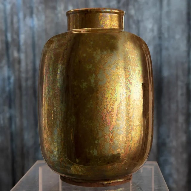 1930s Golden Vase in Glazed Ceramic by Riccardo Gatti For Sale - Image 5 of 12