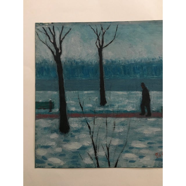Paper 1930s Swiss Winter Landscape Oil Painting on Paper by Georges Froidevaux For Sale - Image 7 of 13