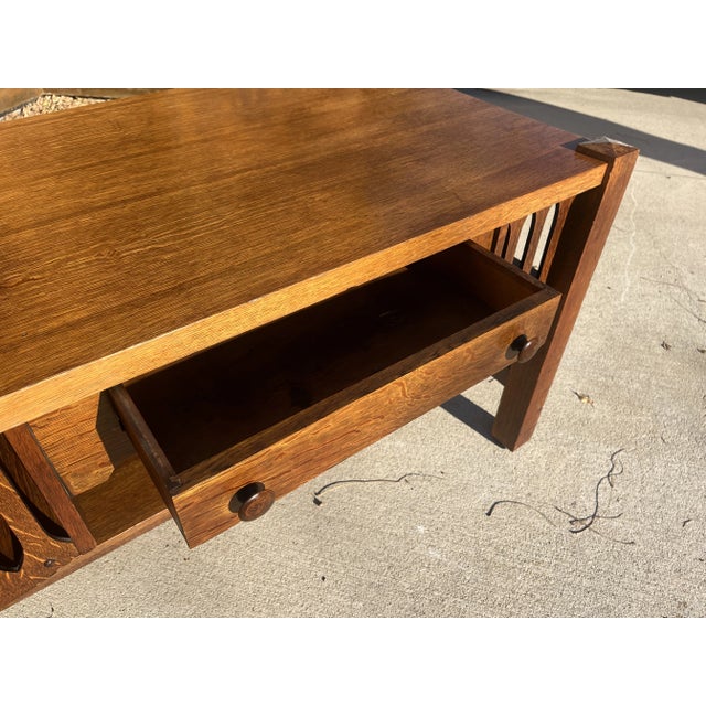 Antique Mission Oak Desk For Sale - Image 4 of 5