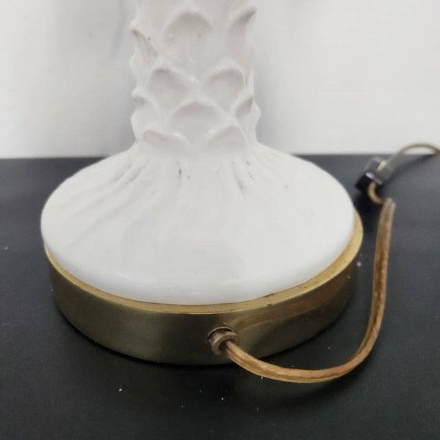 Vintage Palm Beach Regency White Porcelain Palm Tree Table Lamp For Sale - Image 10 of 16