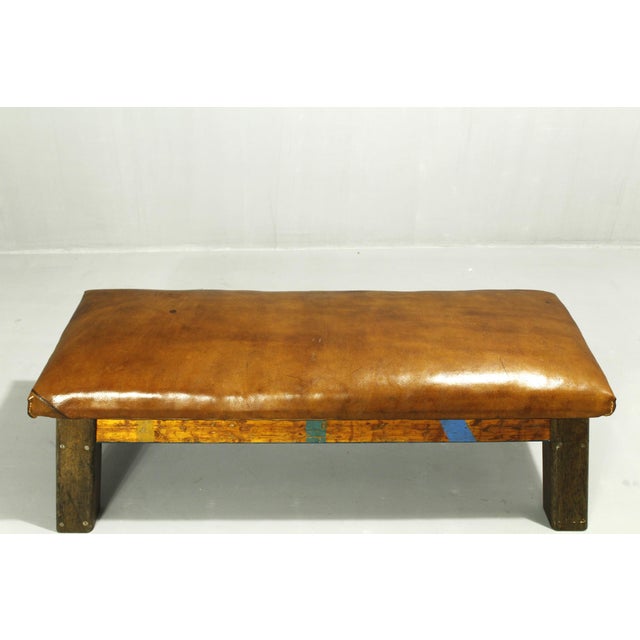 Brown Leather Gym Bench, 1950s For Sale - Image 8 of 10