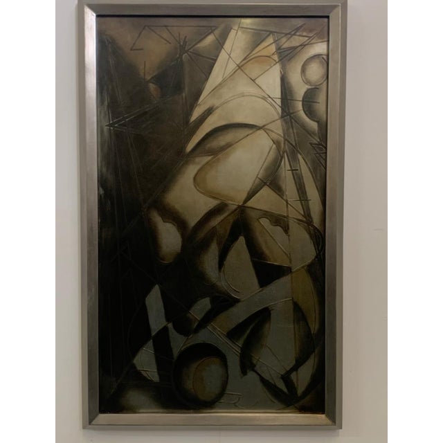 Futurist Painting in Back Treated Glass by Lam Lee Group, 1980 For Sale - Image 13 of 13