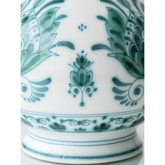 Delvert Teal Botanical Ceramic Table Lamp from Royal Delft, 1970 For Sale - Image 10 of 15