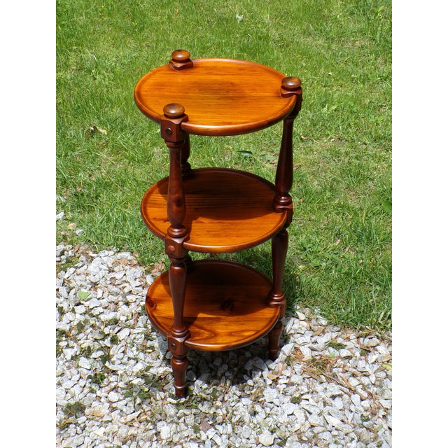 Brown Vintage Ethan Allen Old Tavern Collection Pine 3 Tier Table Plant Stand For Sale - Image 8 of 12