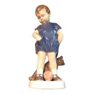 Royal Copenhagen Boy With Teddy Bear Figurine For Sale