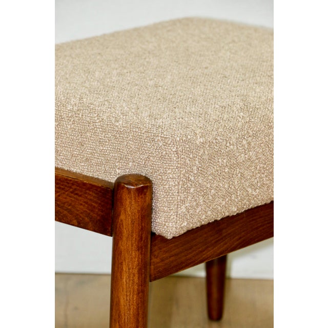 Wood Edmund Homa Stool in Boucle, 1970s For Sale - Image 7 of 9