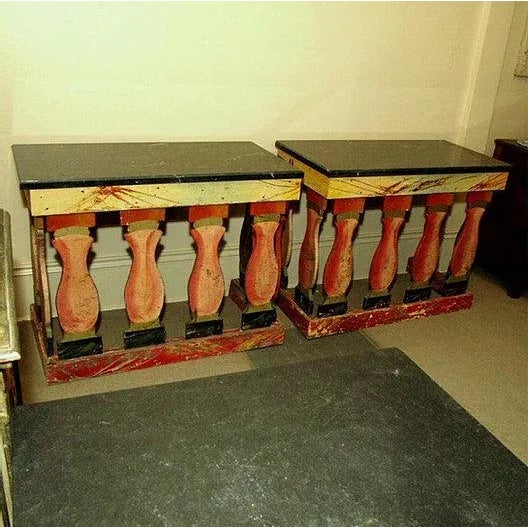 Traditional Vintage Polychrome Console Tables- a Pair For Sale - Image 3 of 8