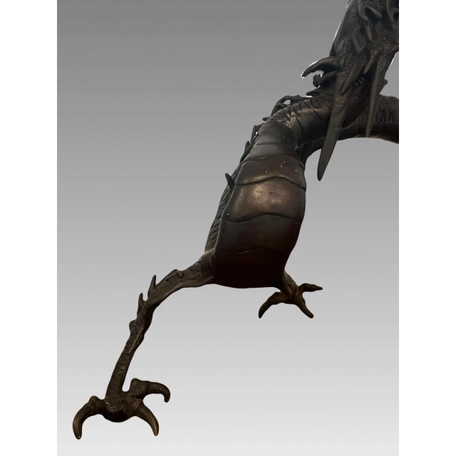 Metal Antique Koro Dragon Japanese Lamp, Cast Bronze, Meiji Period C1900 (Okimono) For Sale - Image 7 of 15