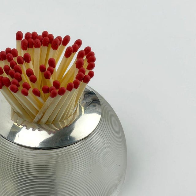 Victorian Ribbed Glass Match Striker with Sterling Silver Collar, 1899 For Sale - Image 10 of 11