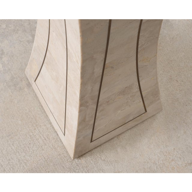 Tessellated Stone Brass Pedestal Stand Maitland Smith Style For Sale - Image 13 of 18