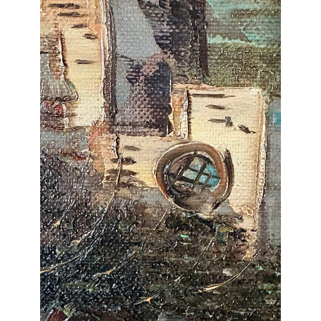 Baby Blue Framed Oil on Canvas Seascape Scene, Late 19th Century For Sale - Image 8 of 9