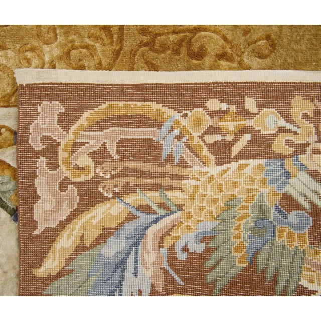 Art Deco Chinese Silk Rug in Gold For Sale - Image 9 of 10