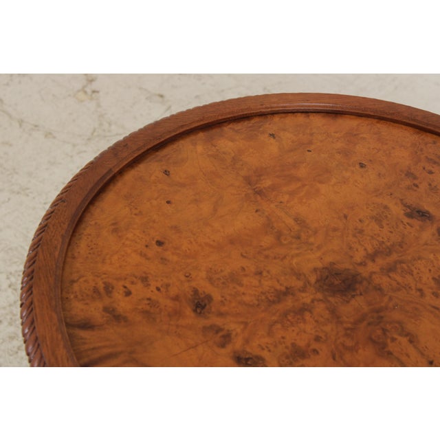 John Widdicomb John Widdicomb Round Burl Wood Lamp Table For Sale - Image 4 of 13