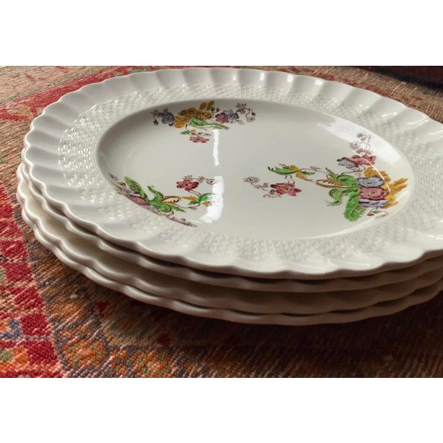 1930s 1930s Spode Wicker Lane English Country House Style Dinner Plates- Set of 4 For Sale - Image 5 of 12