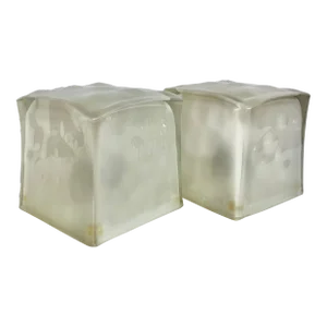 Vintage Ikea Glass Cube Table Lamps/A Pair