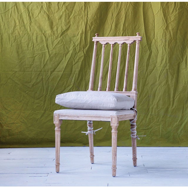 2020s Matthew Izzo Home Barnaby Pine Wood Armless Side Chair With Lattice Back and Tie Cushion For Sale - Image 5 of 9