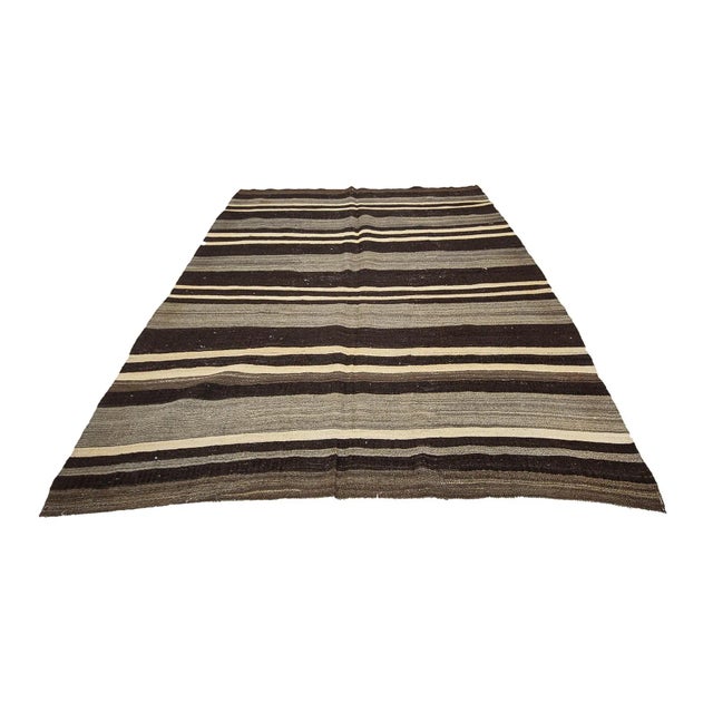 Vintage handwoven decorative kilim rug from Afyon region of Turkey. Approximately 50-60 years old. In very good condition.