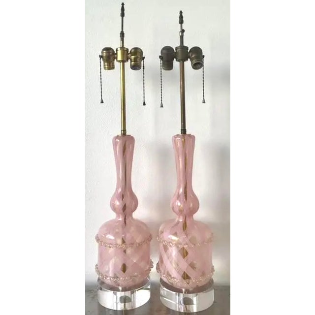 Vintage Italian Murano Glass Lamps - A Pair For Sale - Image 12 of 12
