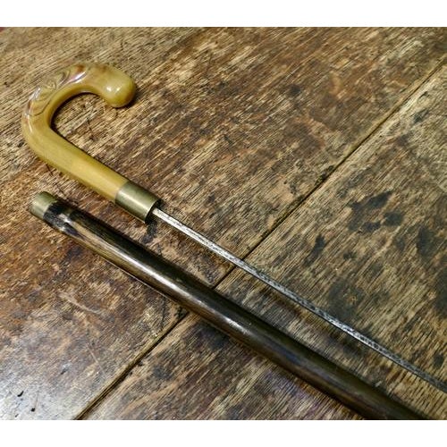 Handled Bamboo Cane Sword Stick, 1930 For Sale - Image 6 of 9