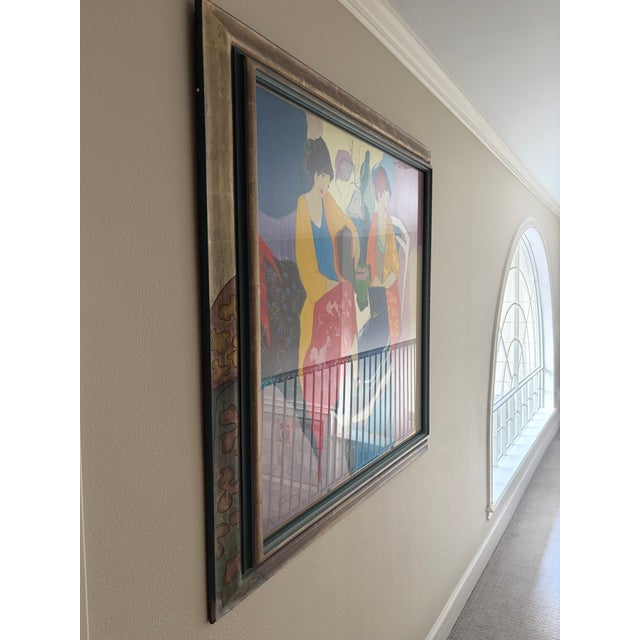 Itzchak Tarkay 1980s Monumental 48" Signed Limited Edition Serigraph – Modern Figurative Composition – Custom Framed For Sale - Image 9 of 17