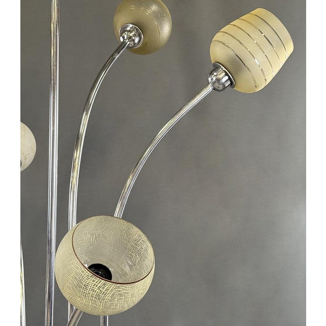 Mid-Century Modern Floor Lamp with Glass Lampshades, 1970s For Sale - Image 9 of 10