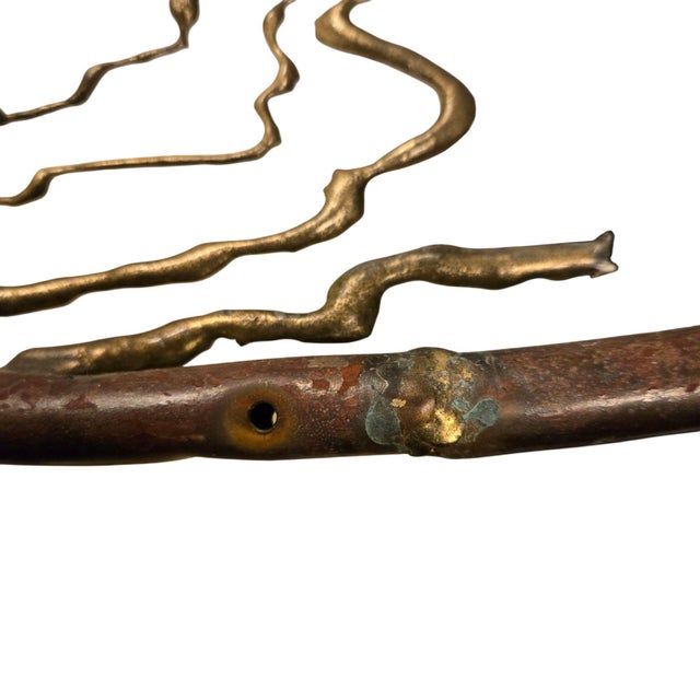 Copper MCM Cattails Wall Sculpture Brutalist Vintage 34 Inch Large Art Copper Brass For Sale - Image 8 of 18