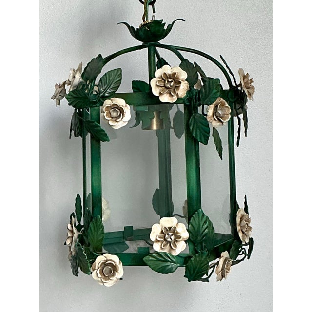 Vintage Floral Tole Lantern For Sale - Image 10 of 12