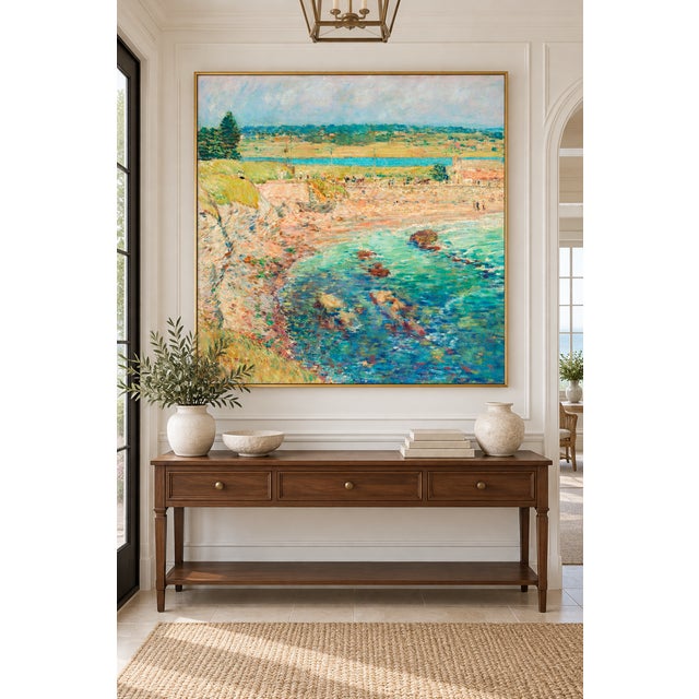 Traditional Vintage Coastal Art Print – Newport Beach by Childe Hassam, 12" X 12" For Sale - Image 3 of 9