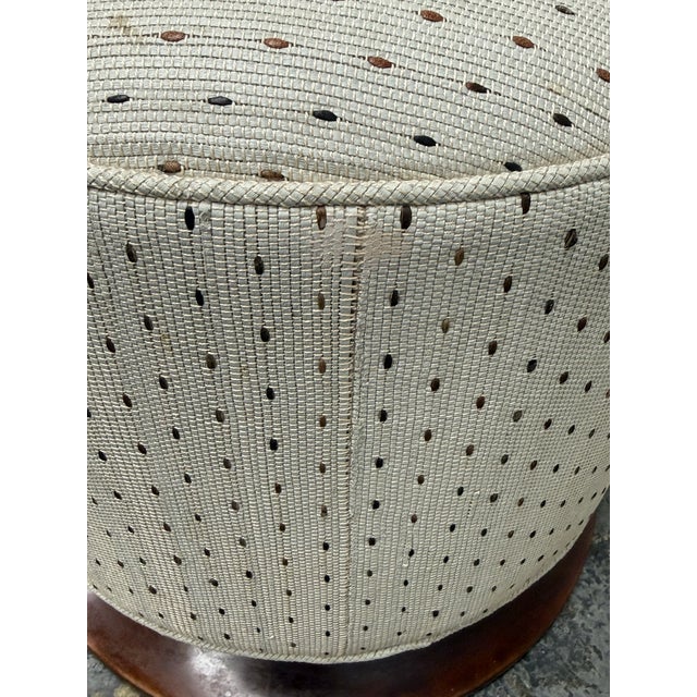 White Art Deco Ottoman + Wood Base, Circa 1920's For Sale - Image 8 of 12
