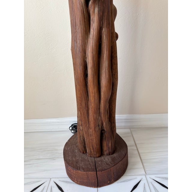 Mid 20th Century Mid 20th Century Coastal Driftwood Cypress Wood Table Lamp For Sale - Image 5 of 11