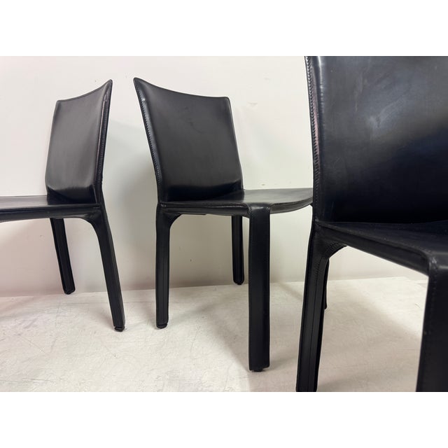 Vintage Black Leather Cab Dining Chairs by Mario Bellini for Cassina, 2000s, Set of 6 For Sale - Image 16 of 18